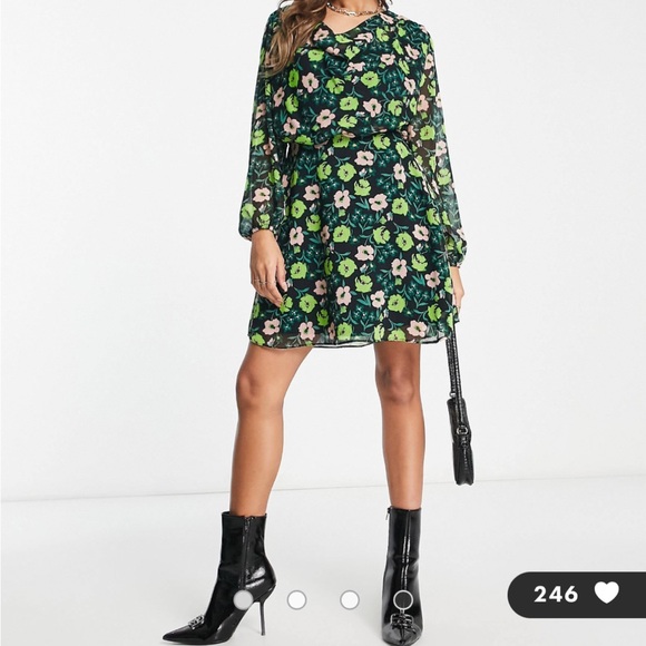 ASOS River Island cowl neck mini dress in green - Picture 3 of 4